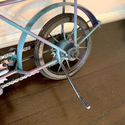 LOT 234 D: Home Decor Collection: Mail Sorter, Hourglass, & 3 Seat Wooden & Metal Bicycle