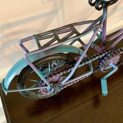 LOT 234 D: Home Decor Collection: Mail Sorter, Hourglass, & 3 Seat Wooden & Metal Bicycle