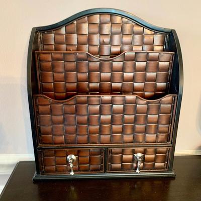 LOT 234 D: Home Decor Collection: Mail Sorter, Hourglass, & 3 Seat Wooden & Metal Bicycle