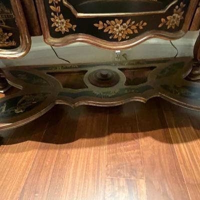 Hollywood Regency Boulle Mazarin Style Hand Painted Chinoiserie Chest Of Drawers
