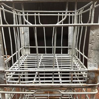 Metal milk crates and glass bottle carrier