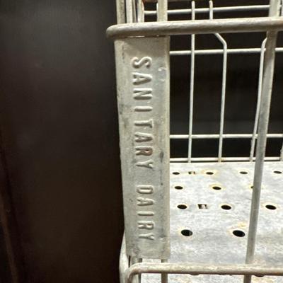 Metal milk crates and glass bottle carrier
