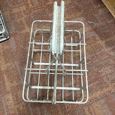 Metal milk crates and glass bottle carrier