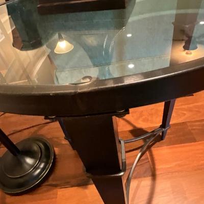 Pair of Metal and Glass Top Side Tables