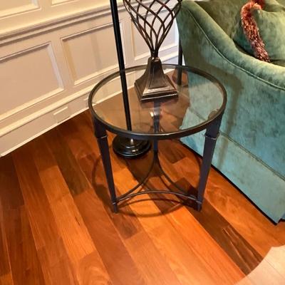 Pair of Metal and Glass Top Side Tables