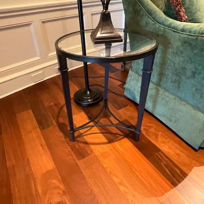 Pair of Metal and Glass Top Side Tables