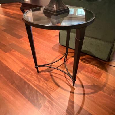 Pair of Metal and Glass Top Side Tables