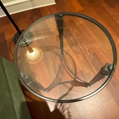 Pair of Metal and Glass Top Side Tables