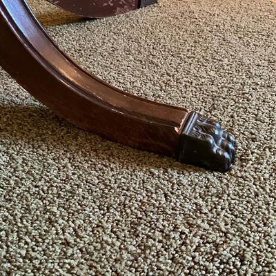 Antique Lyre Base Single Drawer Accent Table