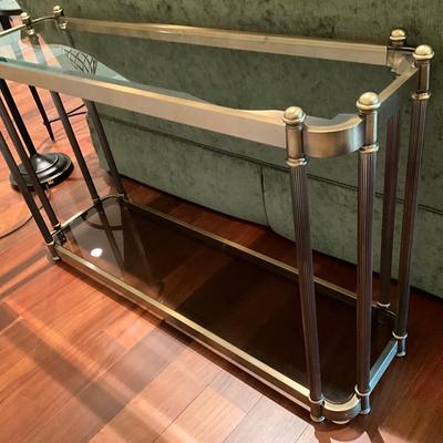 Solid Brass And Glass Two Tier Console