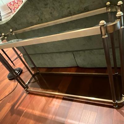 Solid Brass And Glass Two Tier Console