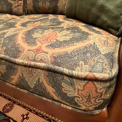 Howard Miller WoodMark Originals Leather And Upholstered Sofa, Chair, And Ottoman