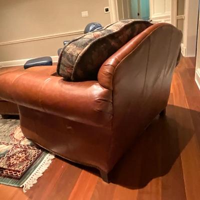 Howard Miller WoodMark Originals Leather And Upholstered Sofa, Chair, And Ottoman
