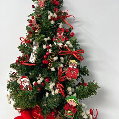 Craft Cottage Faux Fir Tree Wall Hanging & Wood Train