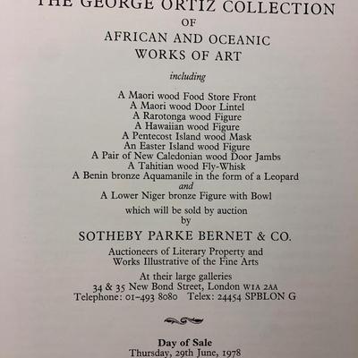 George Ortiz Collection Primitive Works of Art Sothebys June 28, 1978 Illustrated Hardback Auction Catalog
