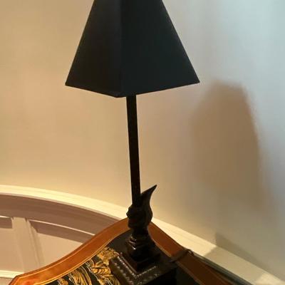Pair of Black Winged Lion Motif Lamps