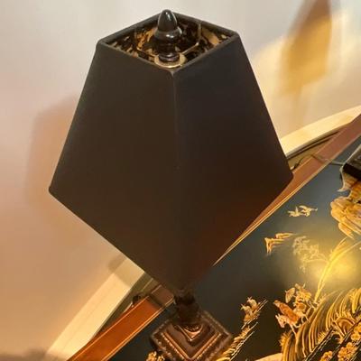 Pair of Black Winged Lion Motif Lamps