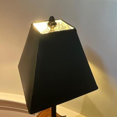 Pair of Black Winged Lion Motif Lamps