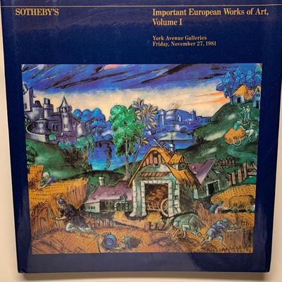 Important European Works of Art Vol.1 Sothebys Auction Catalog Nov. 27, 1981 Illustrated Hardback