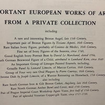 Important European Works of Art Vol.1 Sothebys Auction Catalog Nov. 27, 1981 Illustrated Hardback