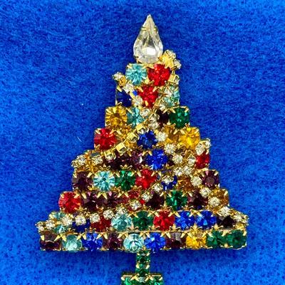 Rhinestone Garlands Christmas Tree Brooch Kenneth Jay Lane KJL