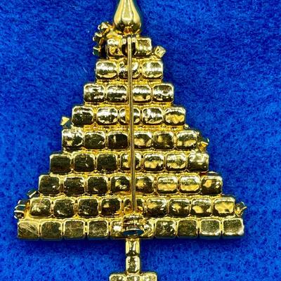 Rhinestone Garlands Christmas Tree Brooch Kenneth Jay Lane KJL