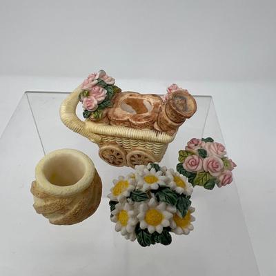Cherished Teddies Snow Bear & Annette and Pop Imports Flower Shop