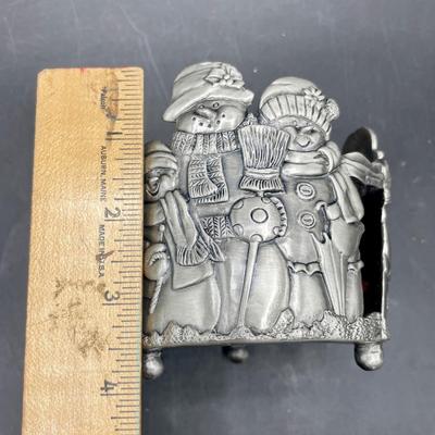 Christmas Pewter Votive Candle Holders