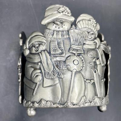 Christmas Pewter Votive Candle Holders