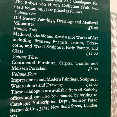 Robert von Hirsch Collection Old Master Drawings, Medieval Miniatures, Paintings Sothebys Auction Catalog Vol.1 June 20, 1978