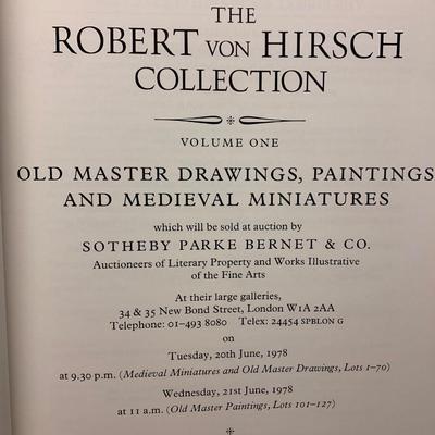 Robert von Hirsch Collection Old Master Drawings, Medieval Miniatures, Paintings Sothebys Auction Catalog Vol.1 June 20, 1978