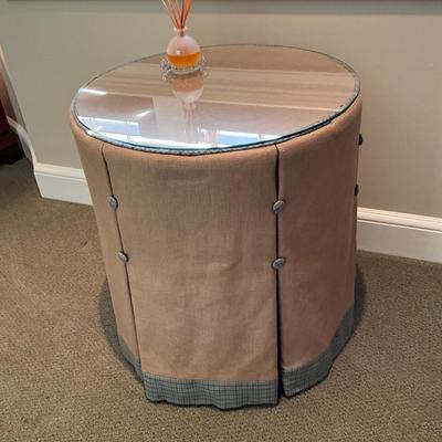 Custom Made Skirted and Glass Top Table