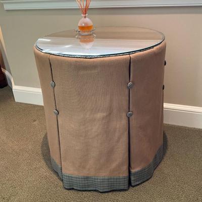 Custom Made Skirted and Glass Top Table