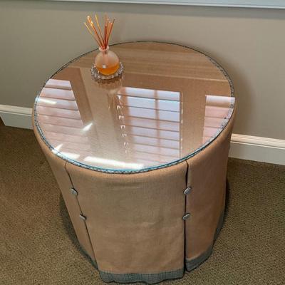 Custom Made Skirted and Glass Top Table