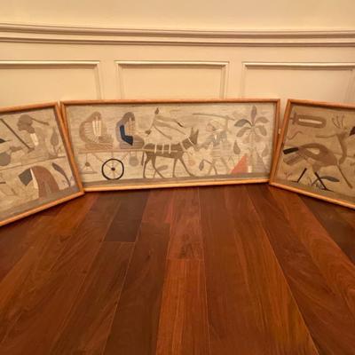 3 Piece Vintage Wall Flat Weave Egyptian Textile Art