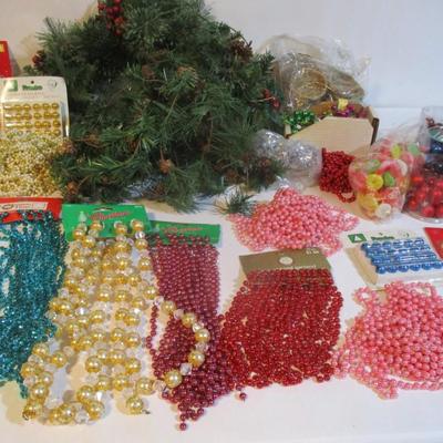 New Vintage Christmas Decorations Beaded Garland Glass Ornaments Lot 100
