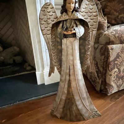 Lot of Christmas Designer Christmas Stockings, Pillow, Metal Angel, and Blue Sky Collection Porcelain Church