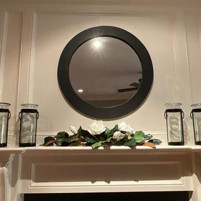 6 Piece Set 4 Hurricane, Mirror And Flower Decor