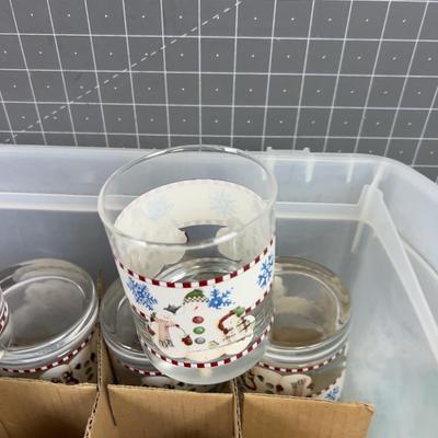 SNOWMAN GLASSES for the Holidays- includes Tub (approx. 18) 