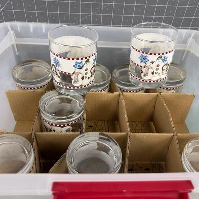 SNOWMAN GLASSES for the Holidays- includes Tub (approx. 18) 