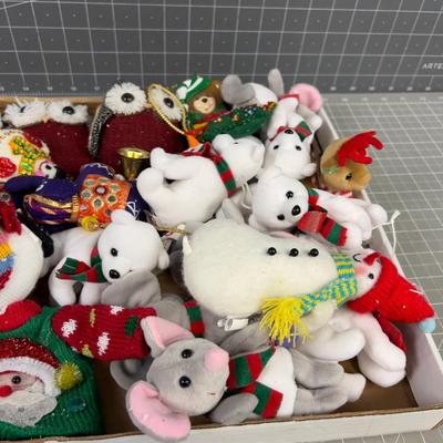 Tray of Bears, Animal Ornaments, Stuffies for the Tree