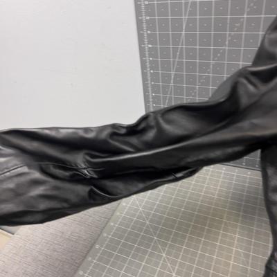 NEW Bradley Bayou Women Leather Trench Coat, Black  with Fur Collar 