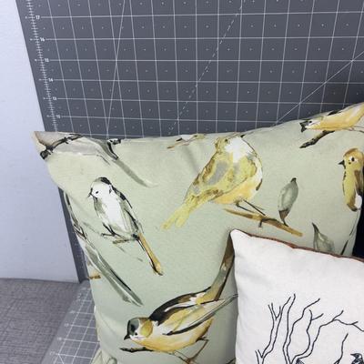 Pillows: Haunted House Hand Embroidered Plus 2 Outdoor Sage Green