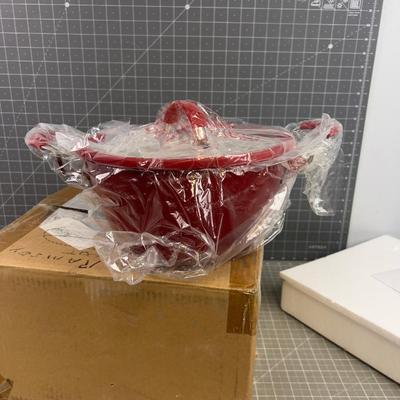 NICE Red/White Gordan Ramsey Enamel Cook Pan with Lid