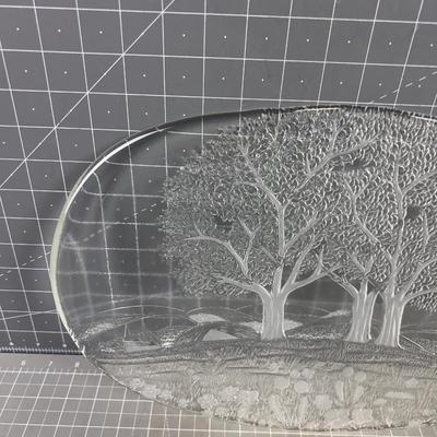 AWESOME Glass Platter with Trees 