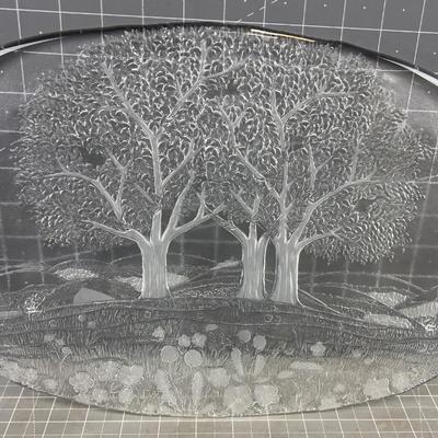 AWESOME Glass Platter with Trees 