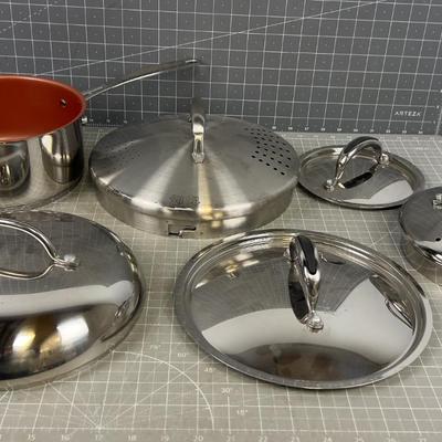 LOT OF NEW LIDS and 1 New Wave Sauce Pan