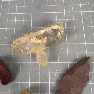 Various Found Objects; Special Lock, Crystals, Token 