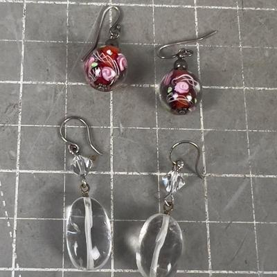 2 Sets of Earrings Glass Earrings. 