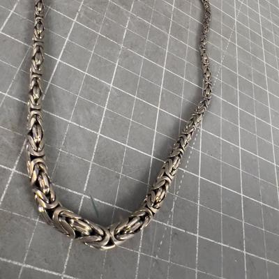 18" Long Silver Necklace Byzantine NICE! 